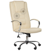 Sedia da ufficio massaggiante in ecopelle beige riscaldata 4 modalità gaming studio