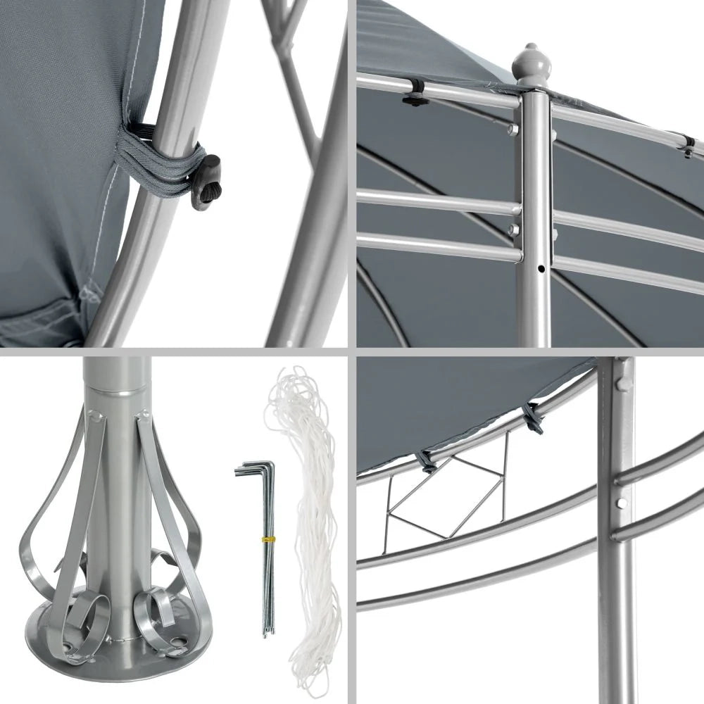 Gazebo da giardino diametro 3,5 m grigio antracite 2208176