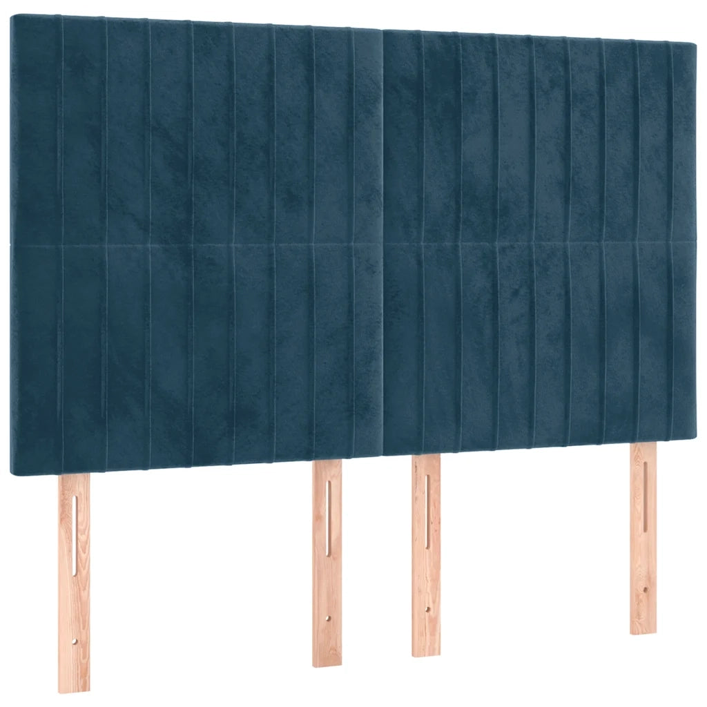 Letto a Molle con Materasso e LED Blu Scuro 140x200 cm