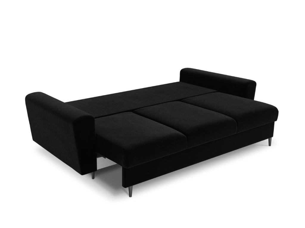 Cosmopolitan Design - Divano convertibile con contenitore "Kyoto" 3 posti in velluto nero 