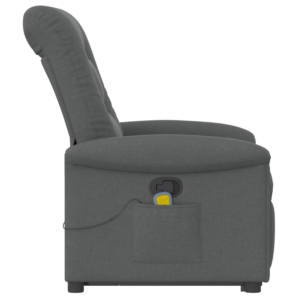 vidaXL Poltrona Alzapersona Massaggi Reclinabile Grigio Scuro Tessuto