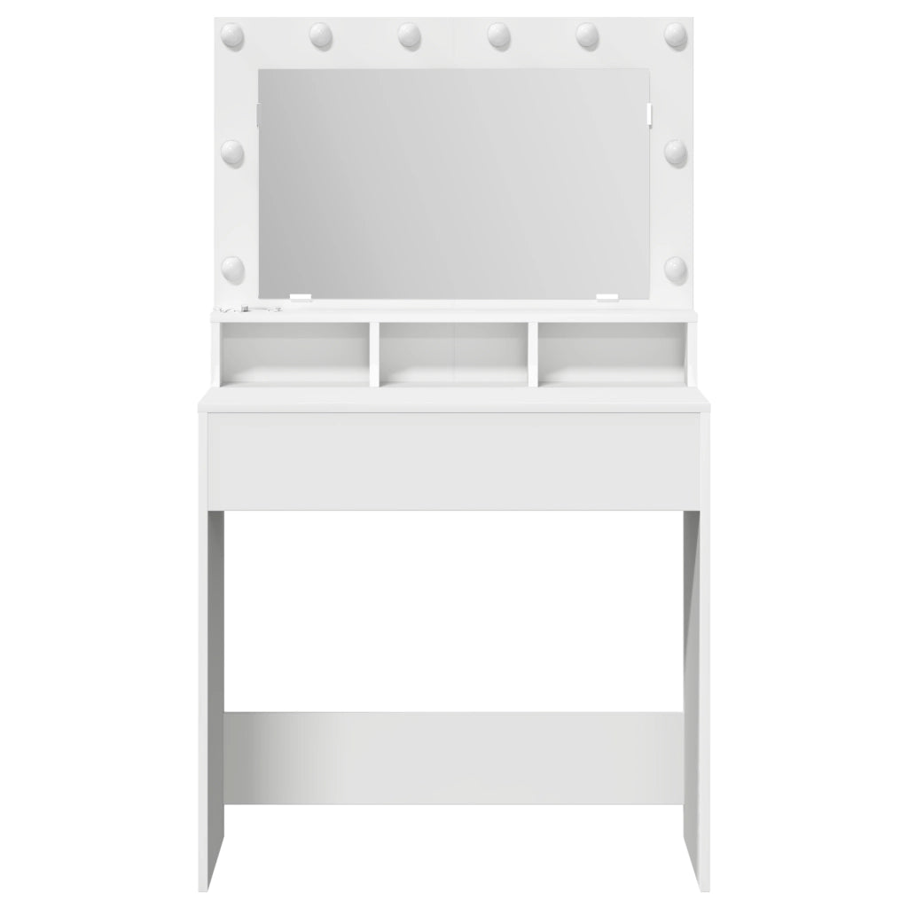 Tavolo da trucco  con luci LED - Bianco 79x41x135 cm