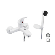 MONOCOMANDO VASCA DUPLEX CON DOCCETTA ANTICALCARE SERIE MARZIA- Bianco Opaco -Cromo- EUROR- pezzi 1