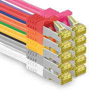 Cavo di rete LAN a 10 Gb/s SFTP PIMF LSZH 0.5m - 10 colori - 10 pezzi - Cavo patch con connettore RJ45 - Cavo Ethernet Cat.7