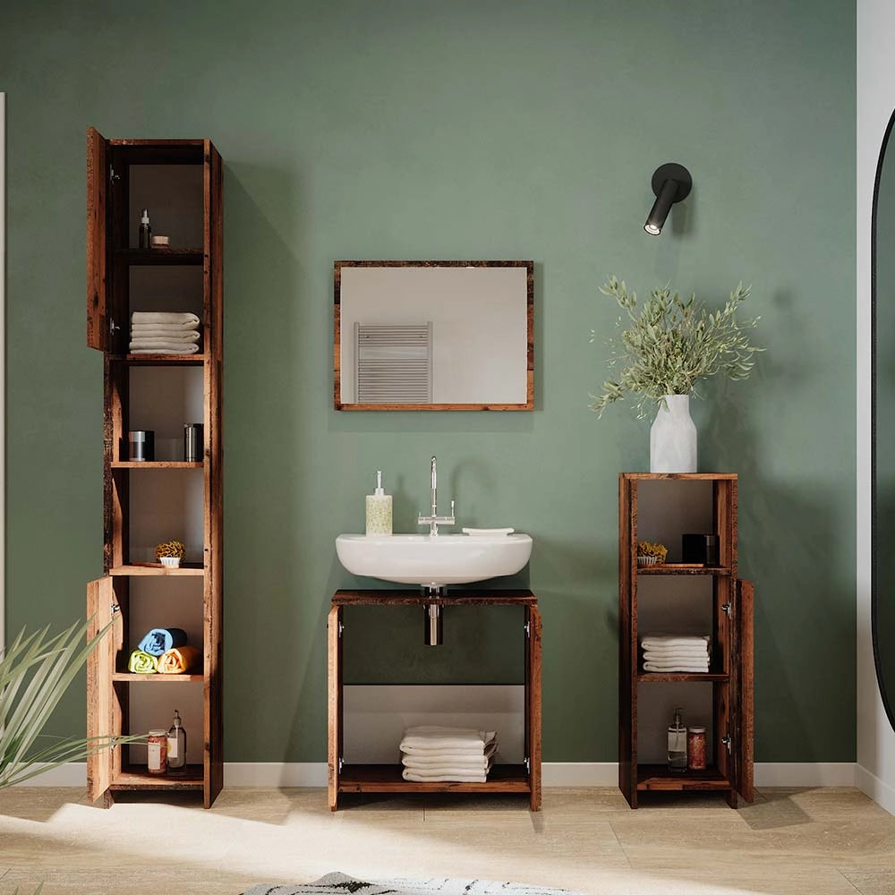 Vicco Set mobili bagno Rovere rustico 4 parti