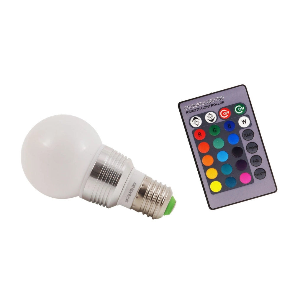 Trade Shop - Lampada Rgb Led 220v E27 Faretto Spot Light 3 W Watt Con Telecomando Lampadina -