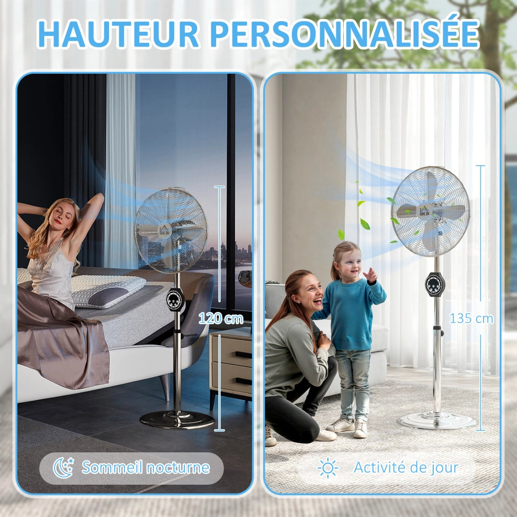 Ventilatore a Piede Regolabile ¨C Zephmum ¨C Argento 120-135 cm