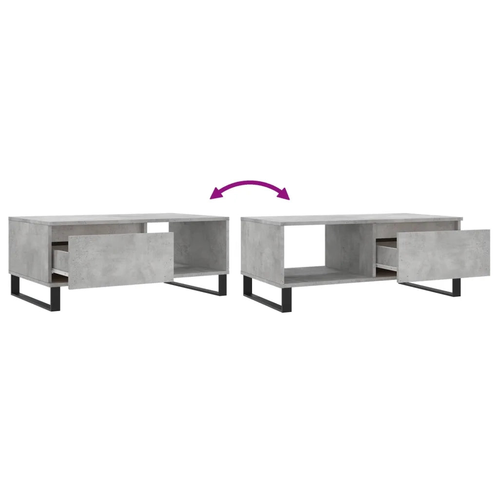 Tavolino Salotto-Tavolino da soggiorno-Tavolo Grigio Cemento 90x50x36,5 cm Legno Multistrato 930669