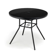Tavolo da giardino rotondo 86 x 71 cm con foro per ombrellone economico moderno metallo nero 20_0013996