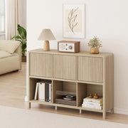 Credenza Bassa Lukkodso con 3 Ante e Scomparti Aperti 77x110x30 cm Effetto Rovere [en.casa]
