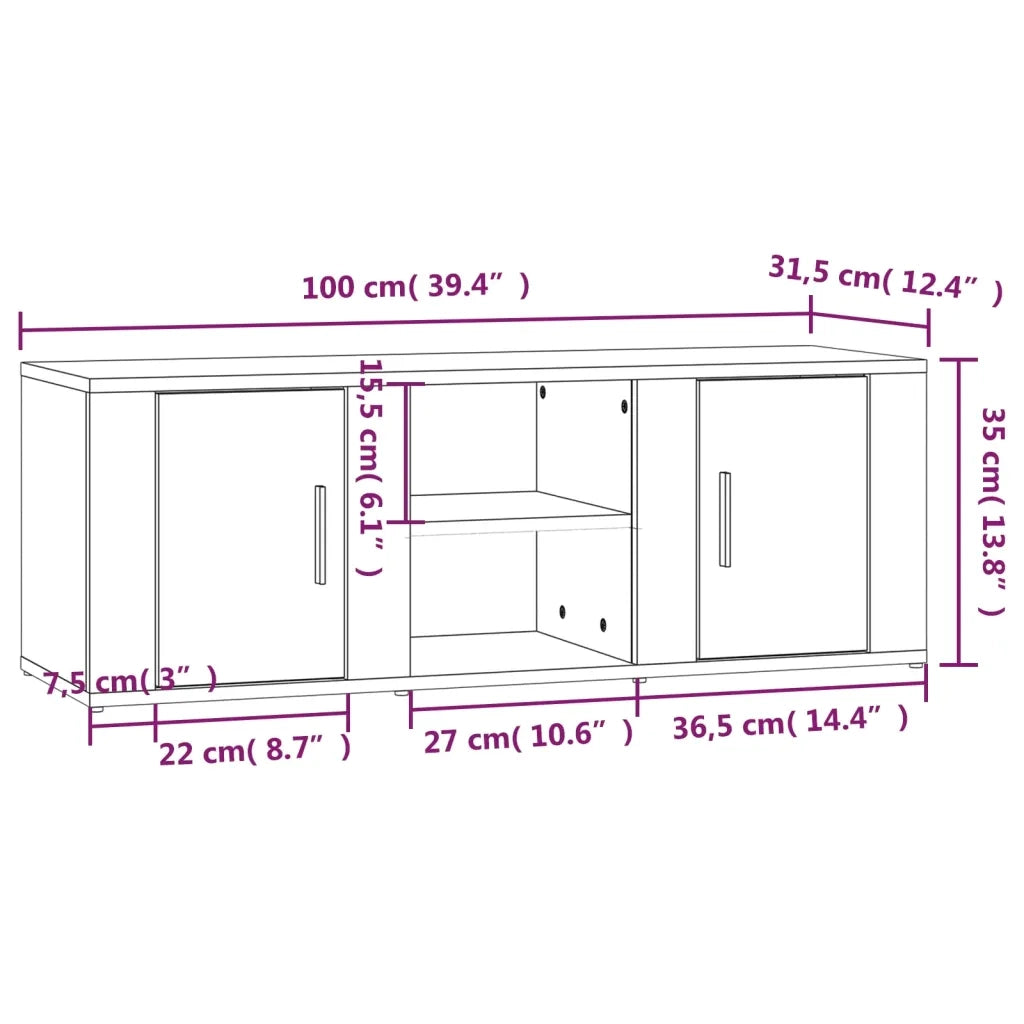 Mobile per TV Grigio Cemento 100x31,5x35 cm Legno Multistrato 819432