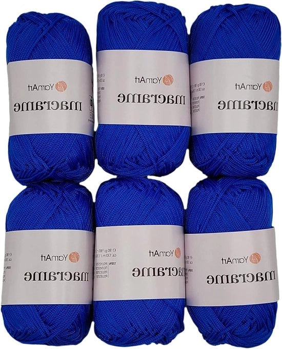 Gonna macramé a 6 x 90 gram ca. 780 m - blu reale - filo macramé per corda