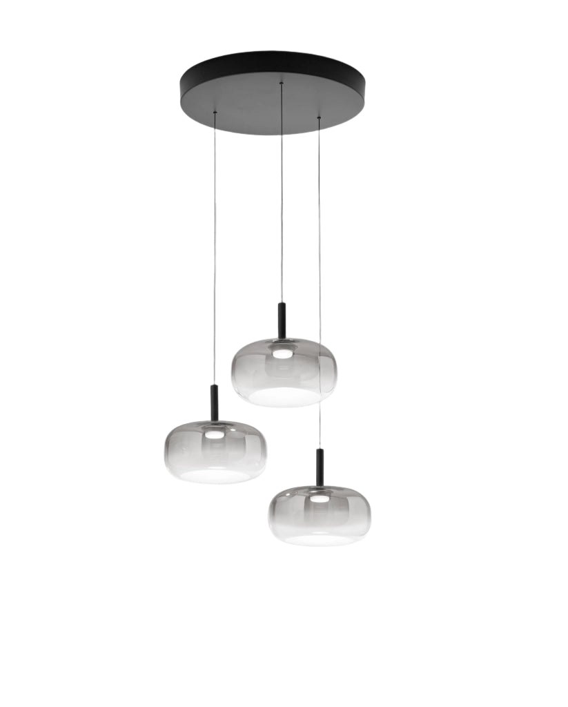 Lampada a Sospensione LED Devero Ø45cm 21W 2550lm CCT 2700K/3000K/4000K Dimmerabile a step, Struttura Metallo e Vetro - Grigio Chiaro Sfumato