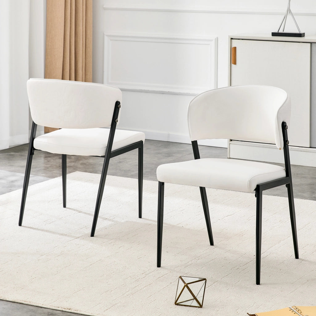 SEDIA da pranzo moderna Set da 2 in PU bianco con struttura in metallo