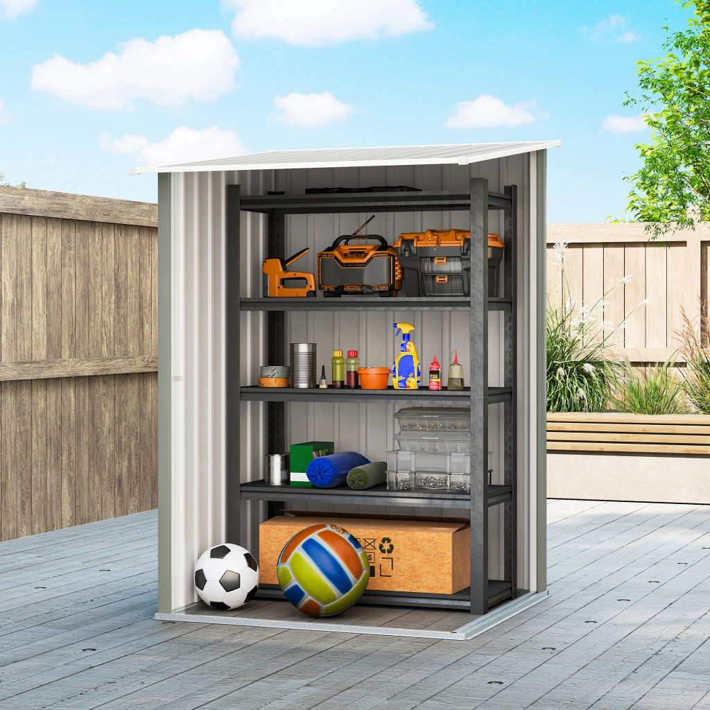 Casetta Giardino Porta Attrezzi Acciaio ¨C zephmum ¨C 100x104x160 cm Grigio Chiaro