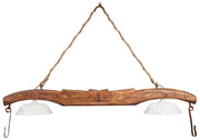 Biscottini Giogo lampadario in legno massello di tiglio finitura noce scuro Made in Italy