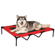 Letto per Cani Gatti Portatile con Zona in Rete e Tela Oxford per Interno Esterno 122x92x23 cm Rosso ¨C Minimal