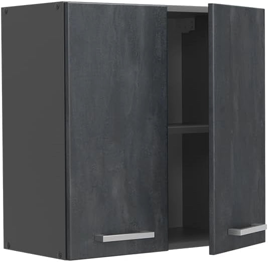 Pensile da cucina R-Line, Calcestruzzo nero, 60 cm, per la libera combinazione all'interno di sistemi cucina modulari