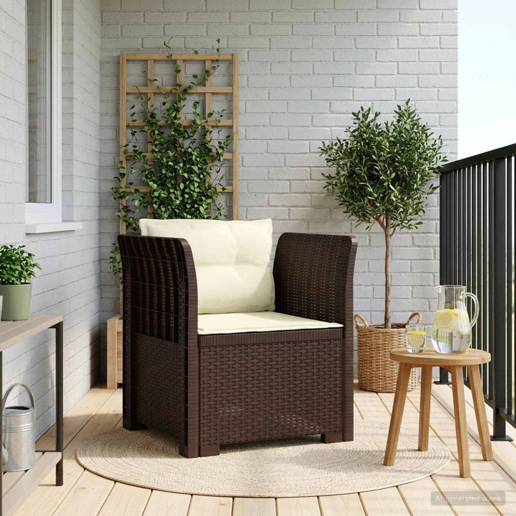 Poltrona a 1 Posto con Cuscini Aspetto Rattan PP Marrone 8011872
