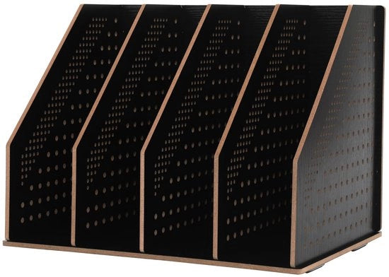 Organizzatore per scrivania in legno - Raccoglitore per documenti - Supporto per riviste - Cassettiere per scrivania - 8 etichette - Dimensioni 32,9x25,4x24,5 cm