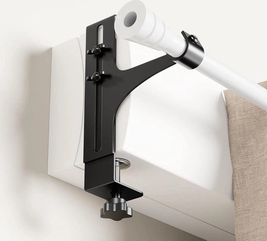 Set di sostegni per tende senza perforazione in metallo nero - sostegni per telaio di tenda senza perforazione