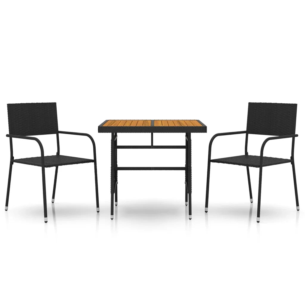 Set da Pranzo da Giardino 3 pz in Polyrattan Nero 3120086