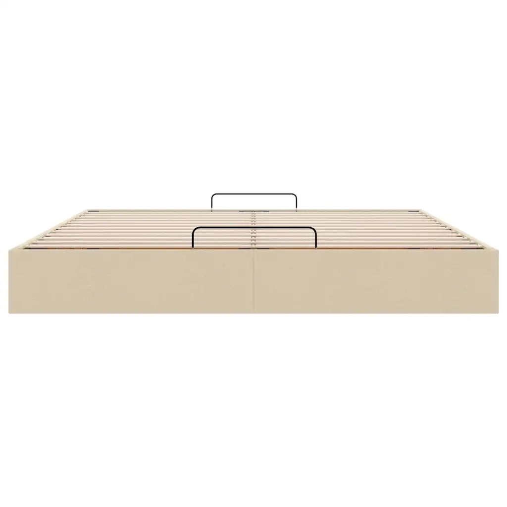 Struttura Letto Pouf senza Materasso Crema 160x200 cm Tessuto