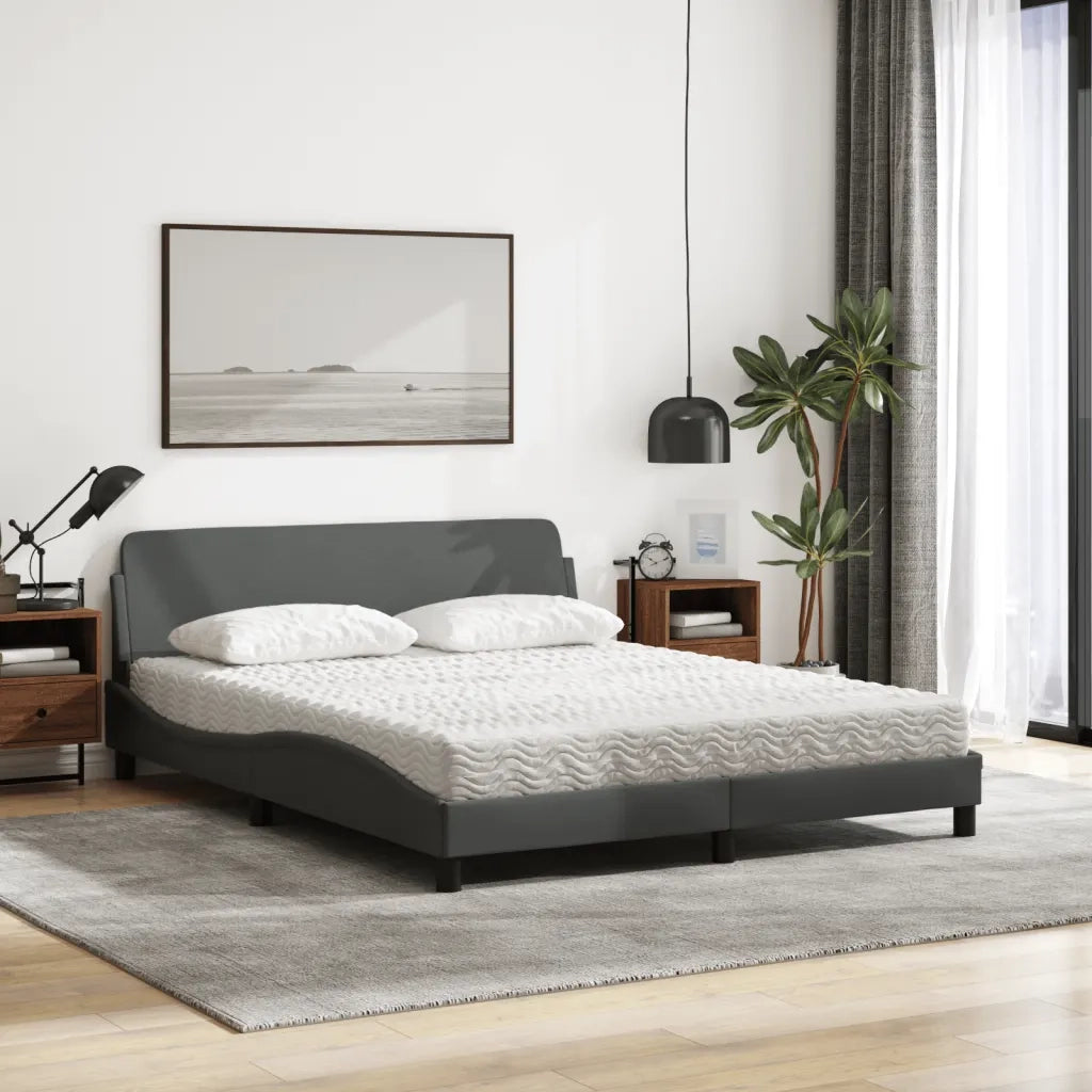 Letto con Materasso Dover Grigio Scuro 160x200 cm Tessuto 3208425