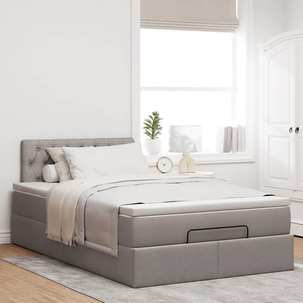 Struttura Letto Pouf con Materasso Tortora 120x200cm in Tessuto 3311536