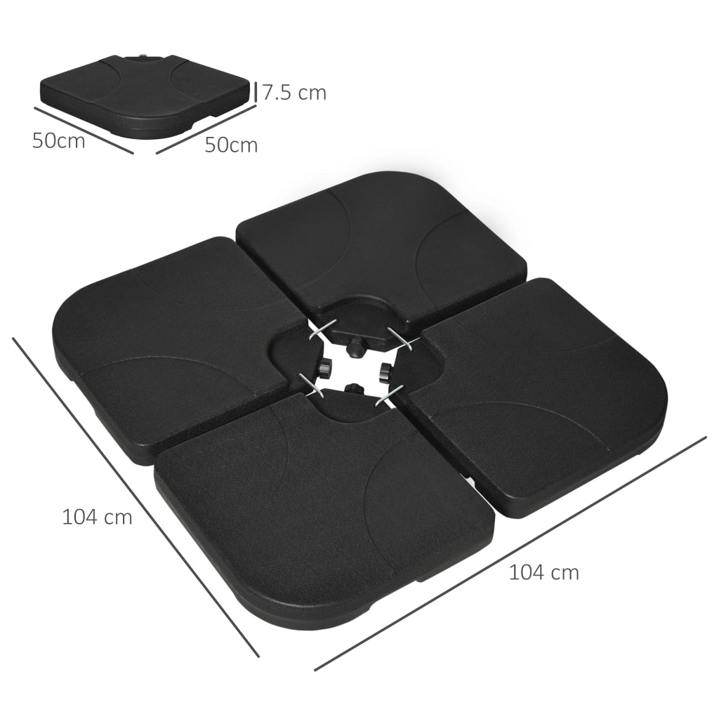 Set Base per Ombrellone 4 Pezzi in HDPE ¨C zephmum ¨C Nera 104x104x7.5 cm