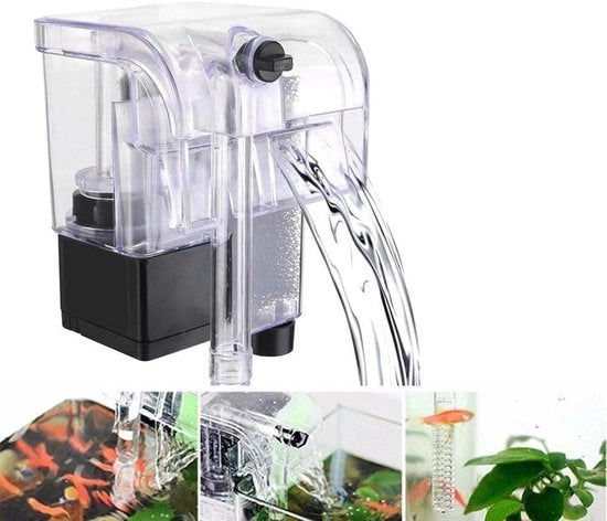 Filtro per acquario con cascata, progettato per l'aspirazione, pompa di circolazione e sistema di ossigenazione