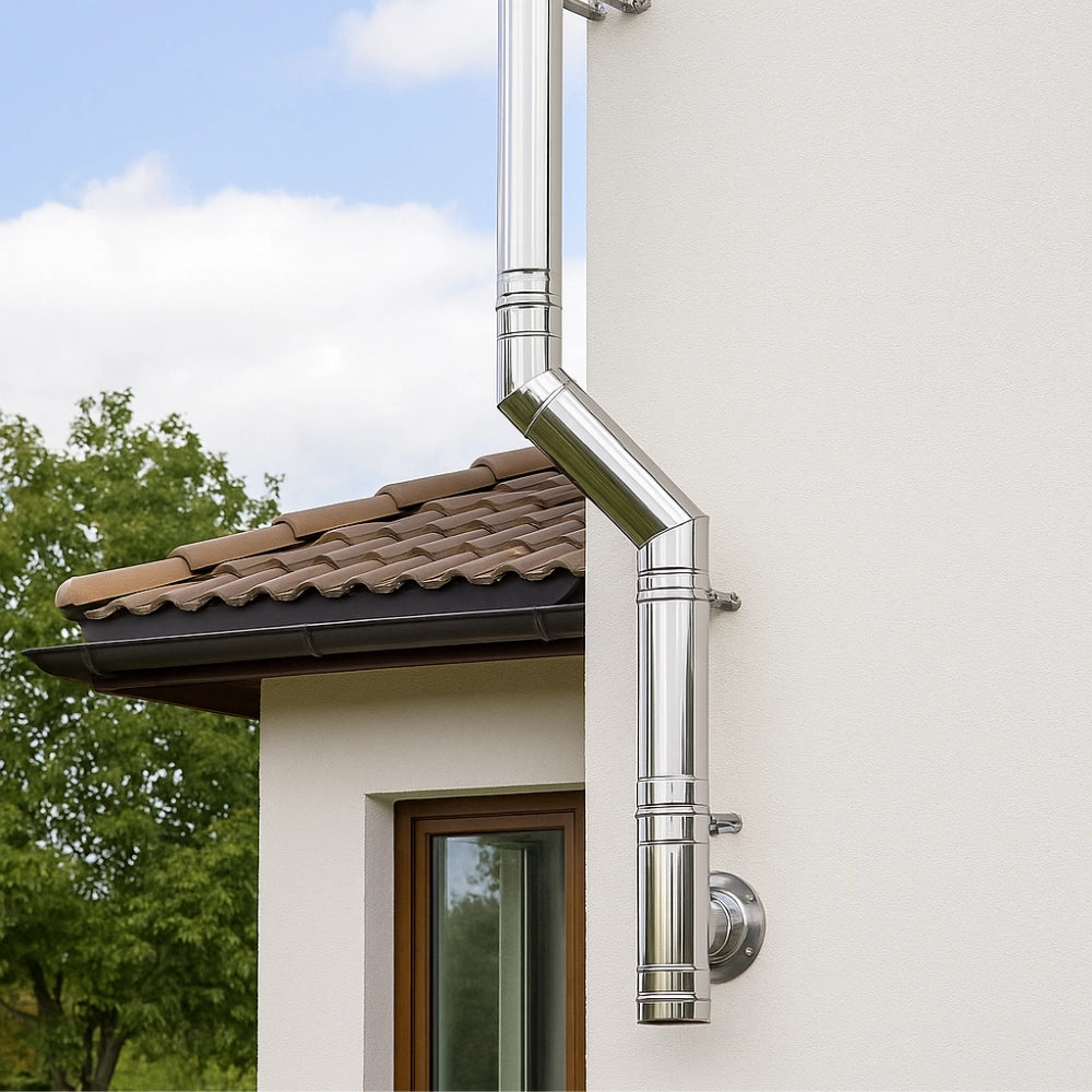 Curva 45° acciaio inox spessore 0,5 mm canna fumaria monoparete *** misura Ø 150 mm, confezione 1
