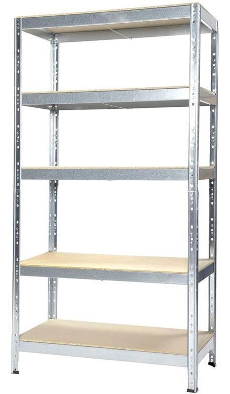 Scaffale in Metallo 5 Ripiani in Legno Truciolato 90x40x176 cm Joker Zincato