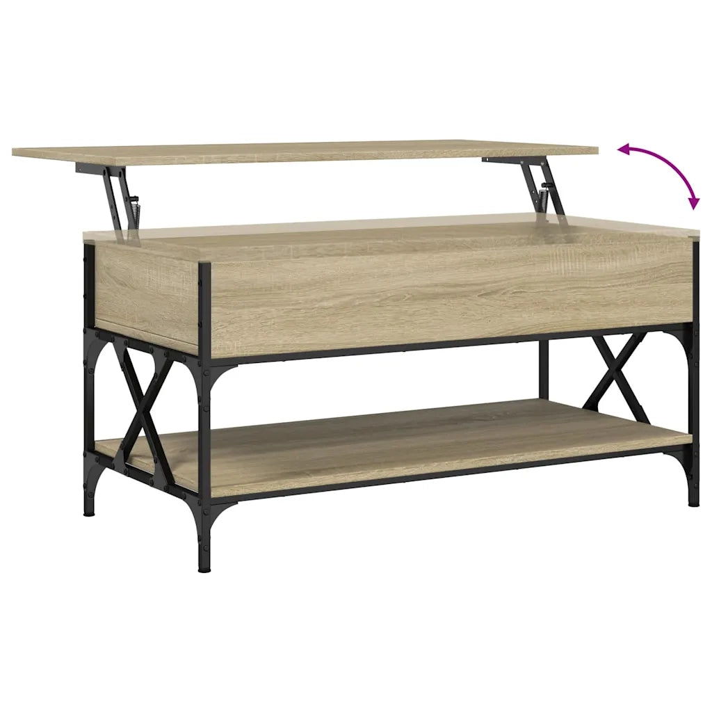 Tavolino Salotto-Tavolino da soggiorno-Tavolo Rovere Sonoma 100x50x50 cm Multistrato Metallo
