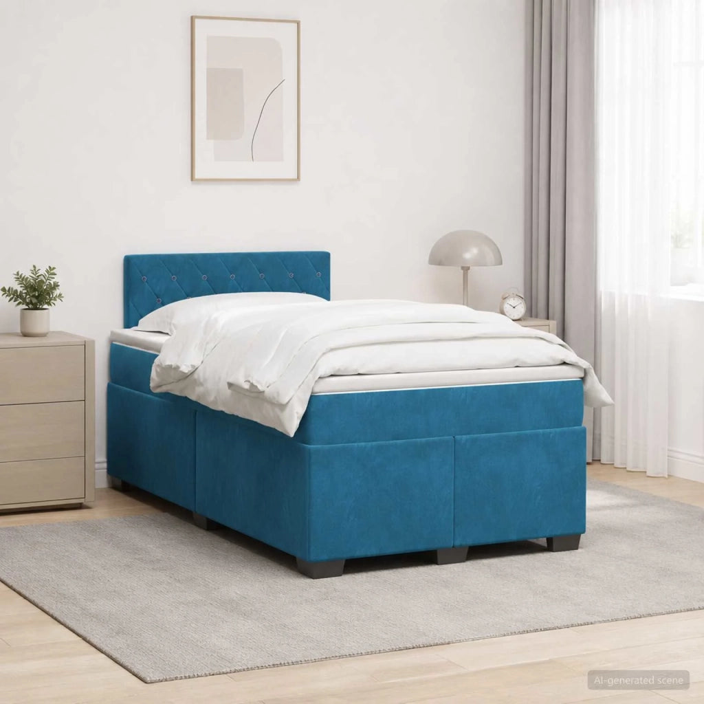 Letto con Box Spring, Materasso e LED Blu 120 x 200 cm Velluto 3452154
