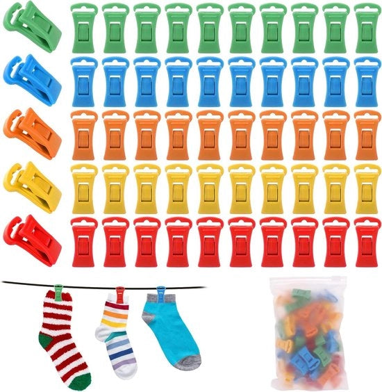 32 pezzi di clips per calze antiscivolo colorate con chiusura a gancio - clips per lavaggio e conservazione DIY di calze