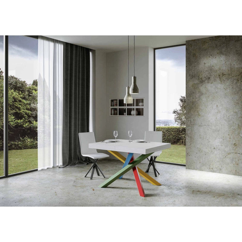 Tavolo allungabile 130/390x90 cm Volantis Premium telaio Multicolore 4/B - Bianco Frassino