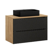 Set da bagno YOKA nero: mobile sottolavabo con cassetti 90cm + piano per lavabo + lavabo da appoggio nero