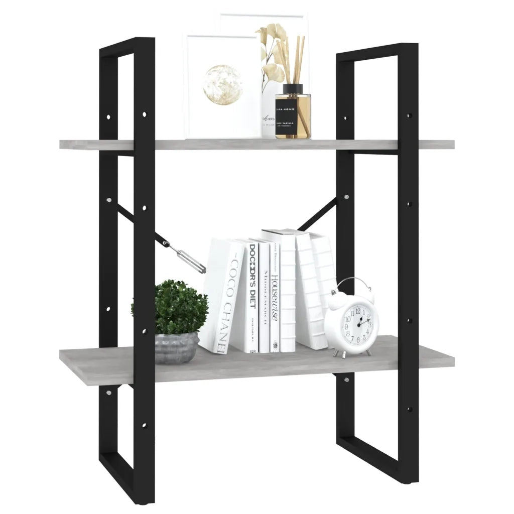 Libreria a 2 Ripiani Grigio Cemento 60x30x70 cm in Truciolato cod mxl 12526