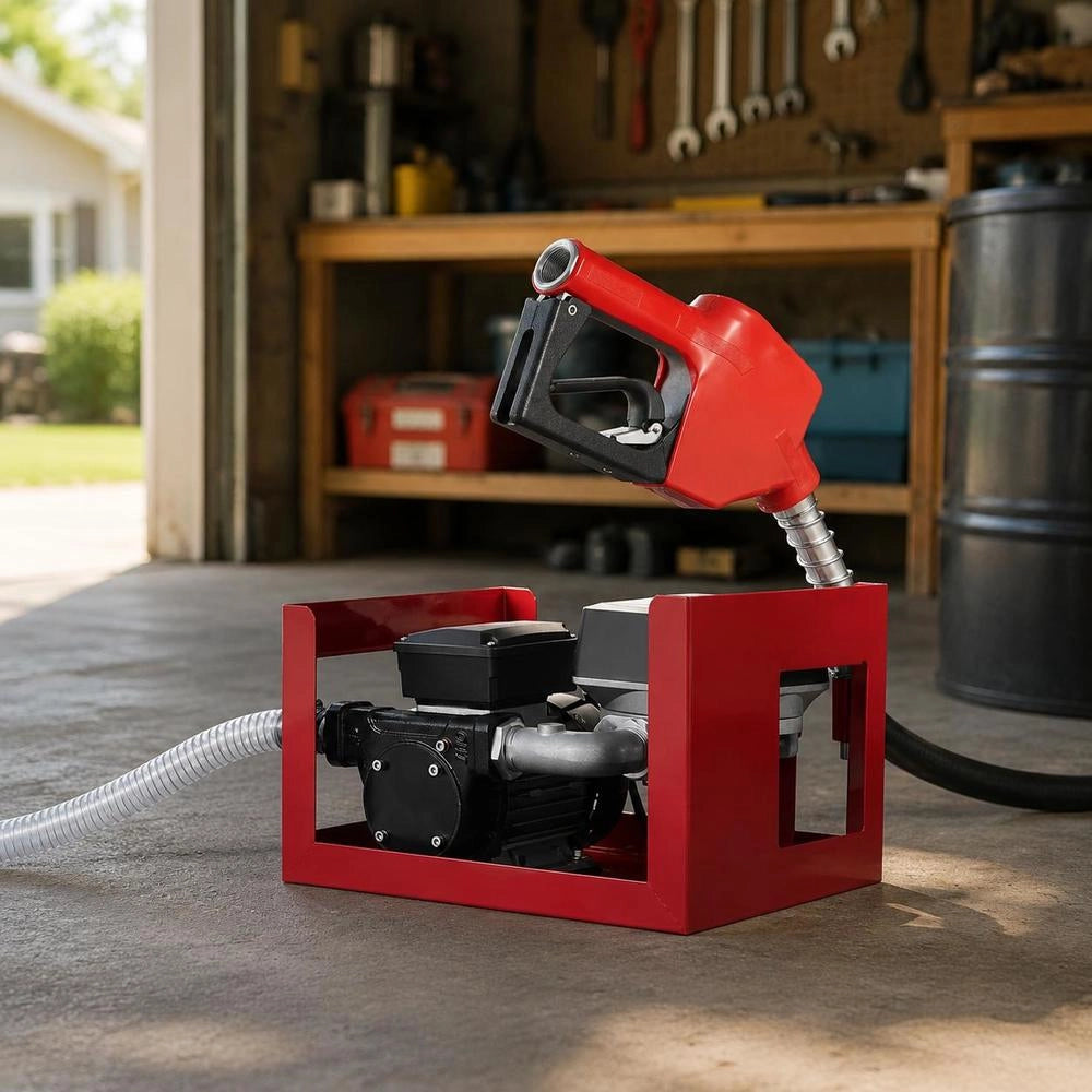 Fuel Transfer Pump, Electric Diesel Transfer Pump, 60L/min, With Flow Meter, Automatically Shutting-off Fuel Nozzle, 2 Hoses, 13.7m Delivery Head, For Kerosene, Biodiesel