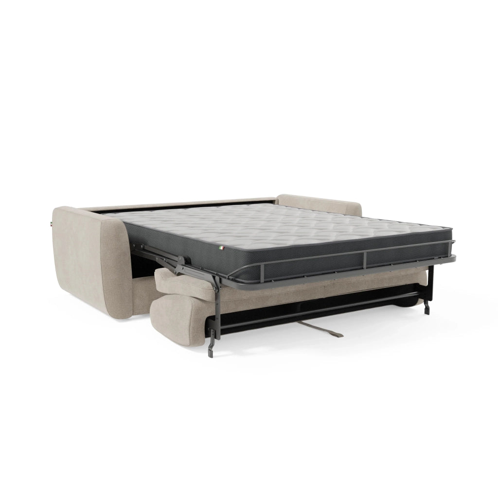 Leonida Divano letto sfoderabile e materasso H18 cm - vano portaguanciali in tessuto Smacchiabile T23 202 cm panna