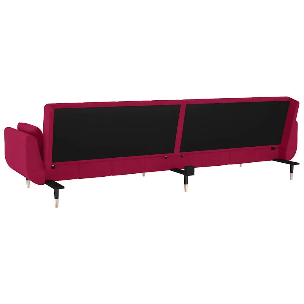 Divano Letto a 2 Posti con 2 Cuscini Rosso Vino in Velluto cod mxl 5733
