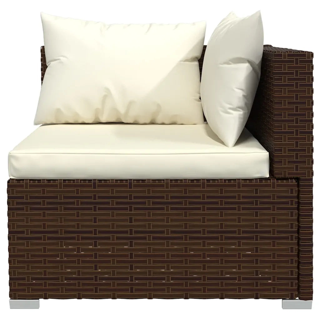 Salotto da Giardino-Set Divani da Giardino 3 pz con Cuscini in Polyrattan Marrone