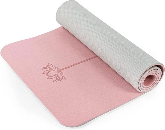 Mat Yogacentro Antiscivolo per Donne - Ecologico - Antirughe - 1/4" e 1/3" - Mat di Fitness - per Casa - Mat di Pilates - Cinturino di Porta