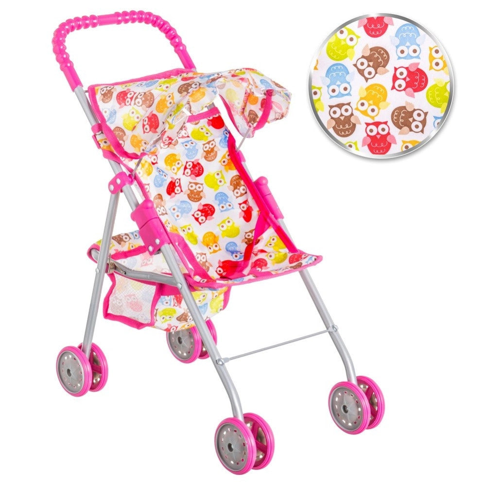 Trade Shop - Passeggino Carrozzina Per Bambole Giocattolo Bambini Pieghevole Con Cappottina -