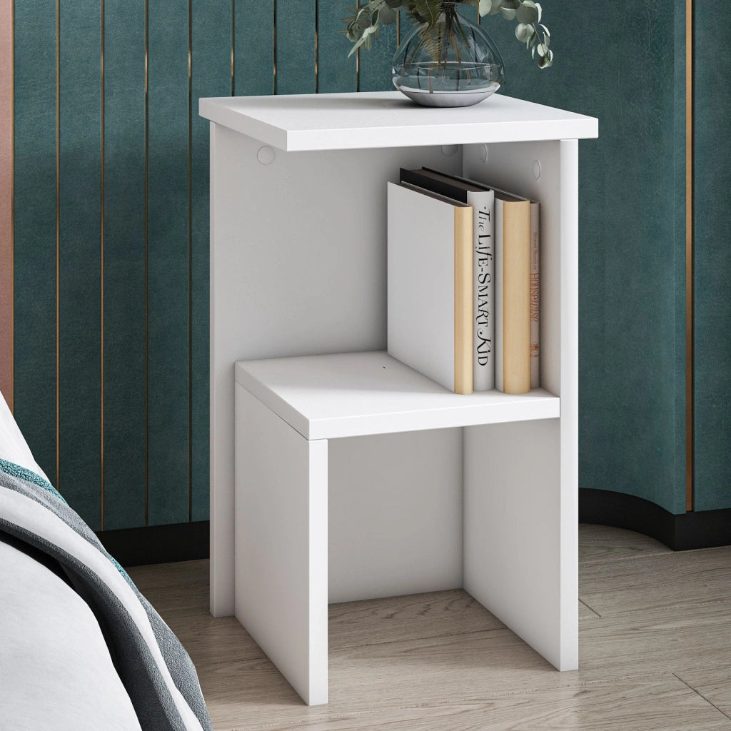 Comodino in legno "Roisin" - 30 x 30 x 50 cm - Bianco