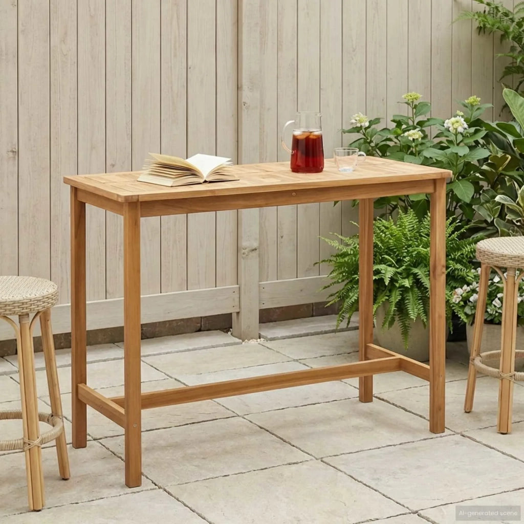 Tavolo da bar Naturale 150 x 75 x 105 cm Legno di teak solido 42030008