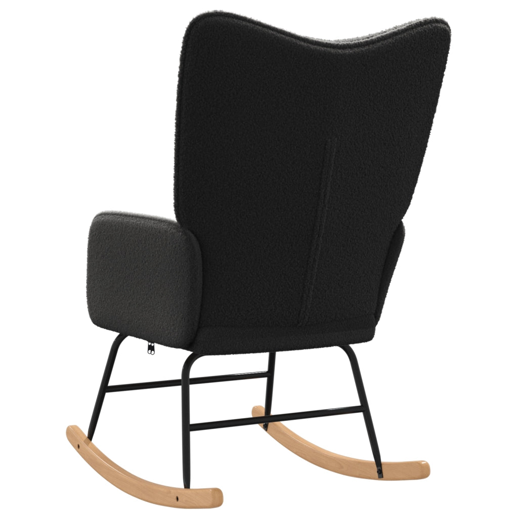Sedia Relaxante  in Tessuto Simile alla Lana Riccia Nera