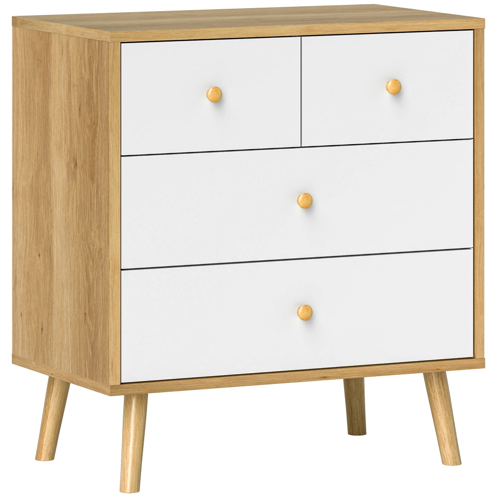 Cassettiera 4 Cassetti in Legno con Finitura Robe e Bianco ¨C Zephmum ¨C 60x35x65 cm