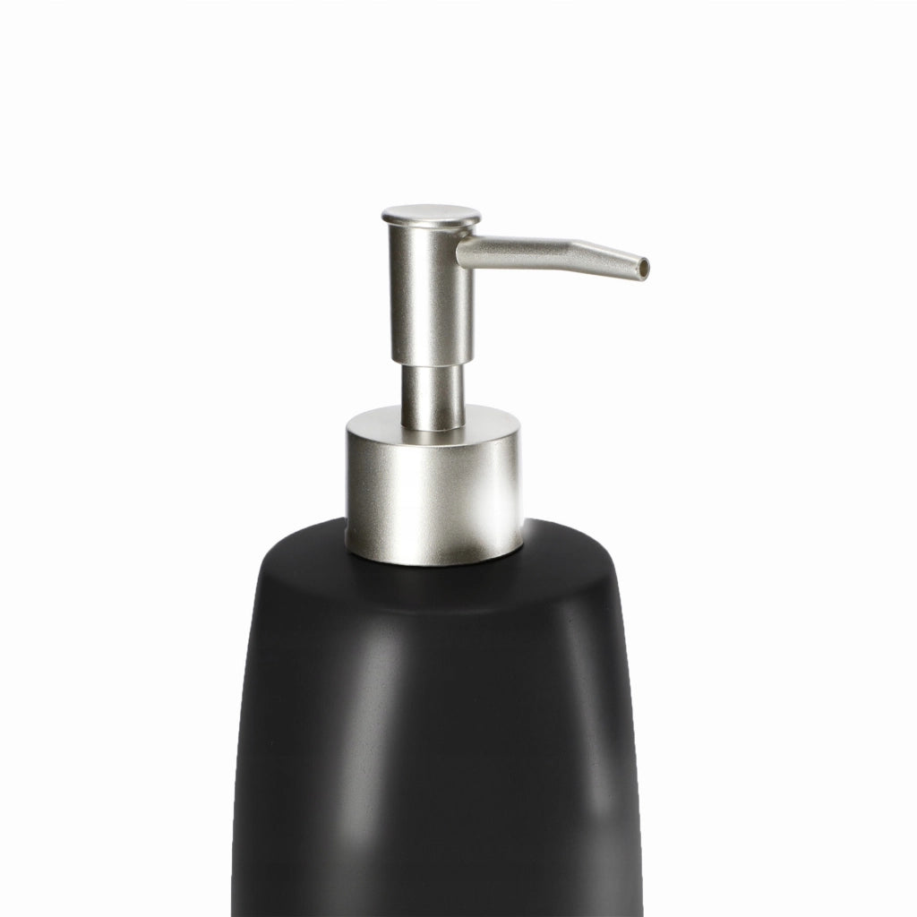 Dispenser di sapone liquido KADAX da 400 ml in ceramica nera, 2 pezzi